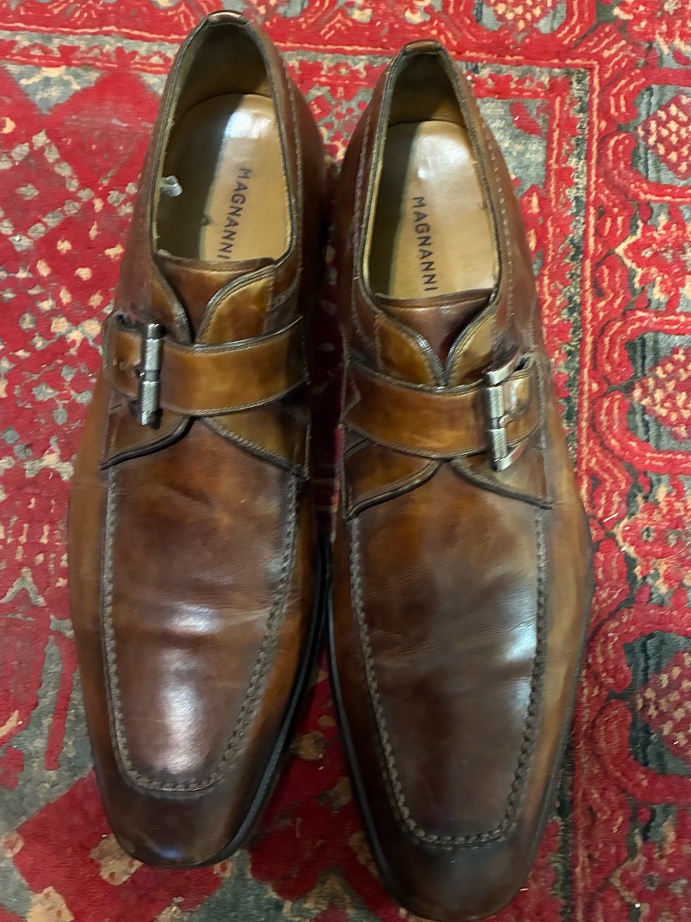 Magnanni Brown Leather Oxford with silver buckle-made in Spain 10M